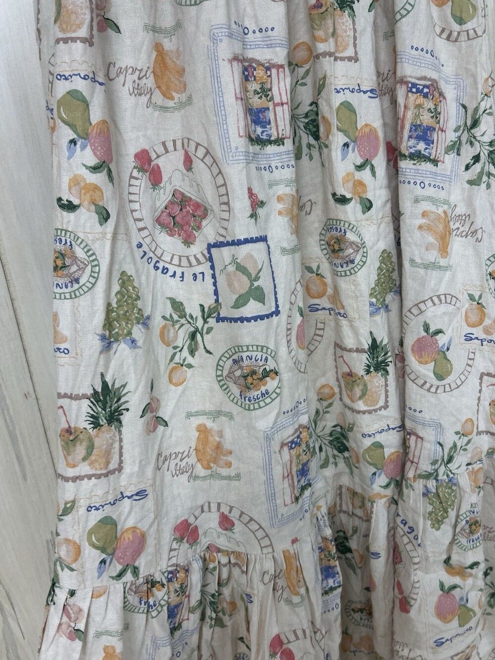 Abercrombie & Fitch (XS ) Italy Print Linen Blend Maxi Skirt Fruit Lined Cottage - Picture 5 of 6